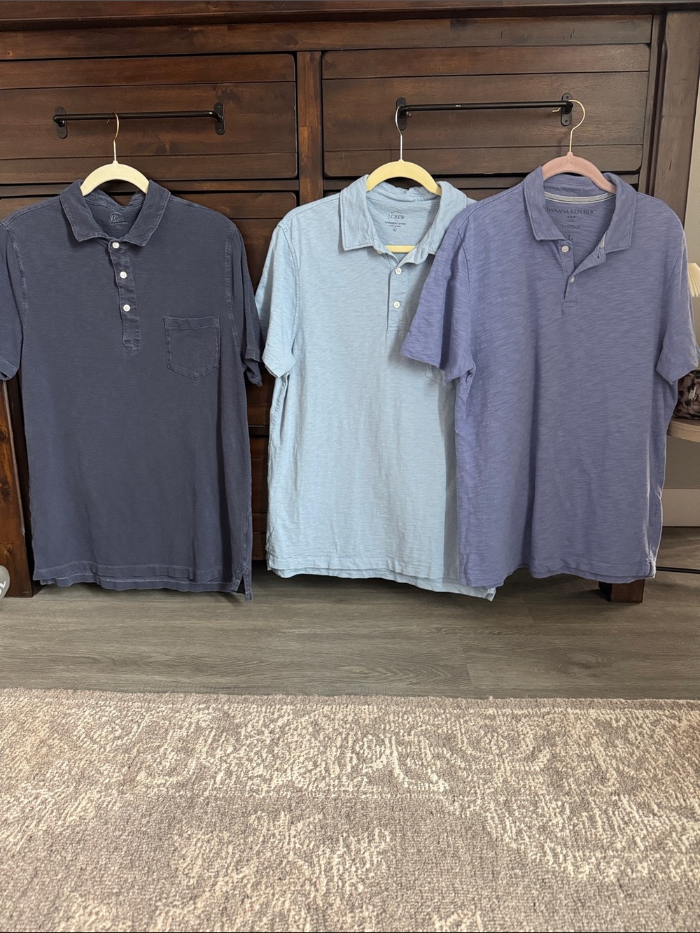 Set of 3 J.Crew and Banana Republic Vintage Wash Polos Large